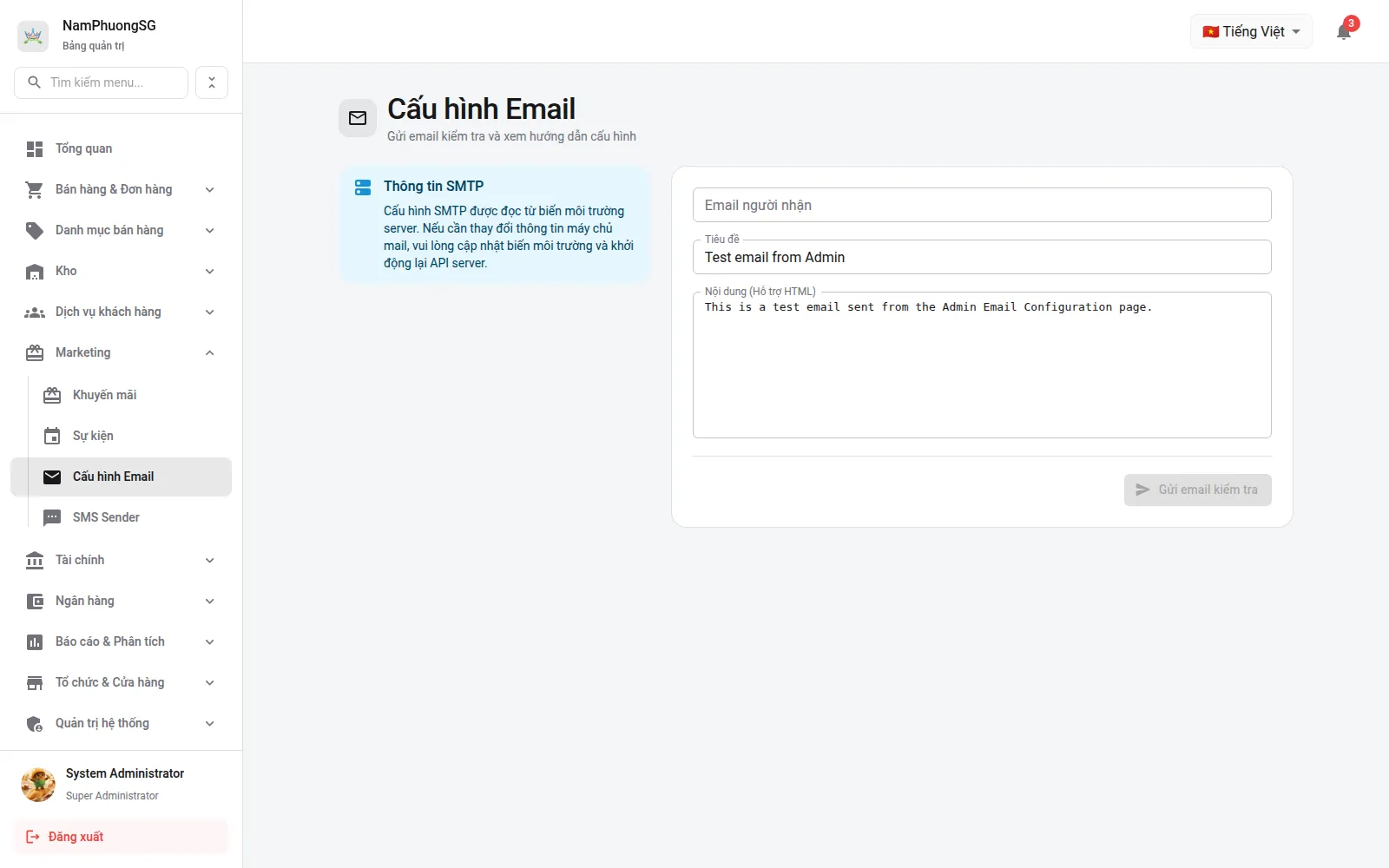 Cấu hình email