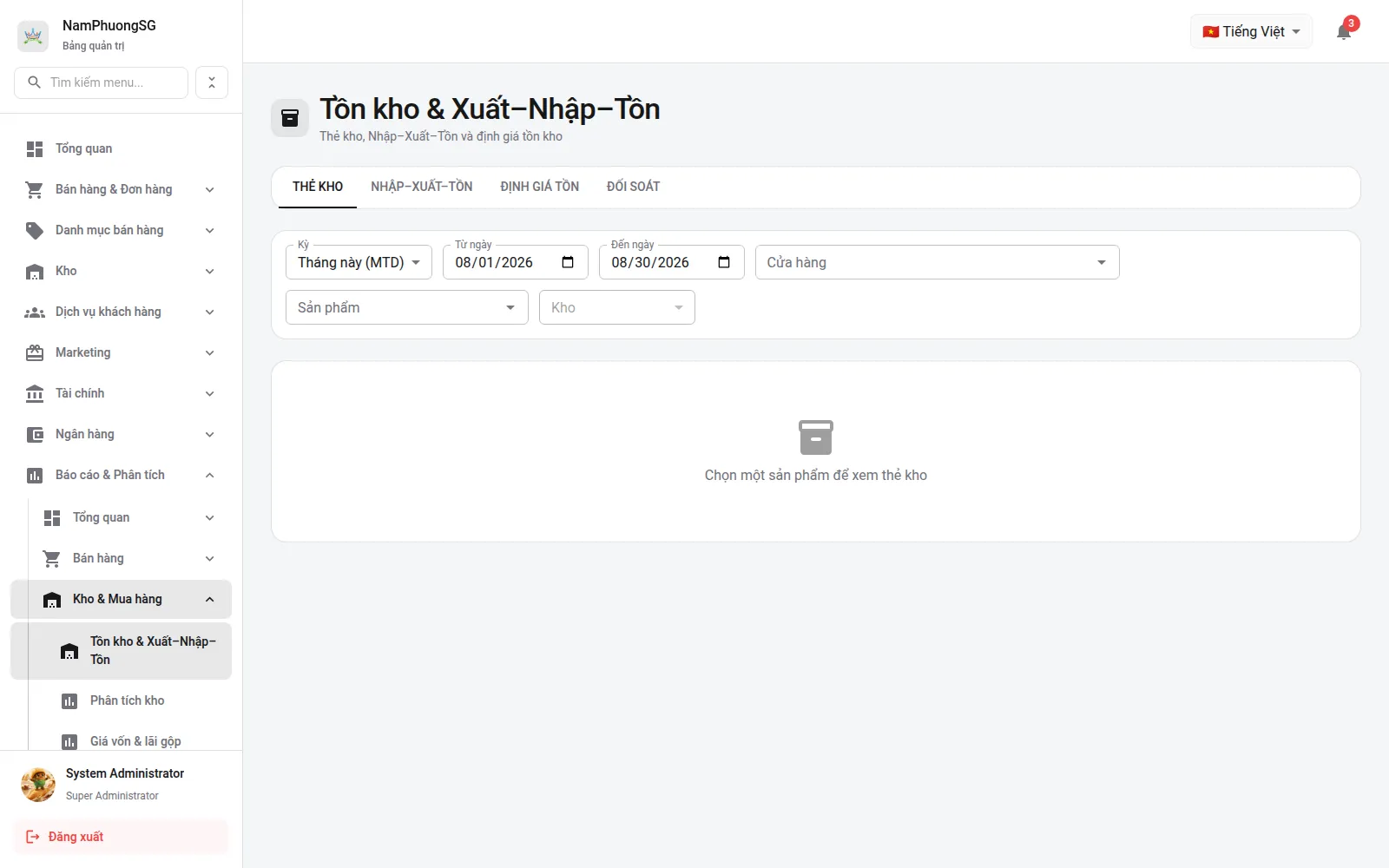 Tồn kho & xuất nhập tồn